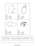Letter Sounds-Letter E Handwriting Sheet
