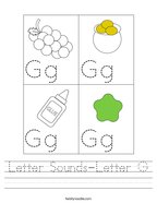Letter Sounds-Letter G Handwriting Sheet