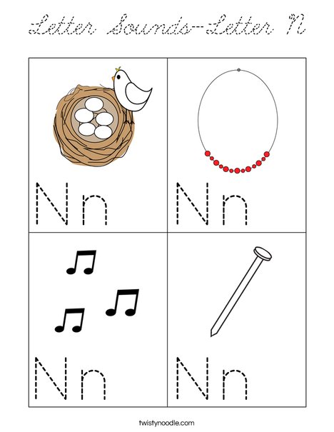 Letter Sounds-Letter N Coloring Page