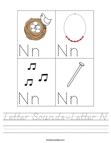 Letter Sounds-Letter N Worksheet