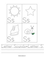 Letter Sounds-Letter S Handwriting Sheet