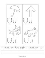 Letter Sounds-Letter U Handwriting Sheet