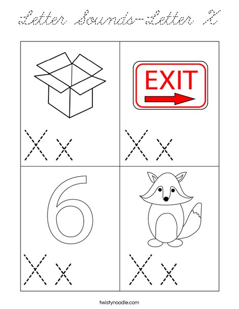 Letter Sounds-Letter X Coloring Page