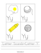 Letter Sounds-Letter Y Handwriting Sheet