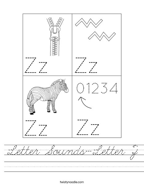 Letter Sounds-Letter Z Worksheet