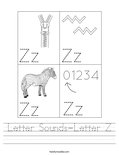 Letter Sounds-Letter Z Worksheet