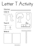 Letter T Activity Coloring Page