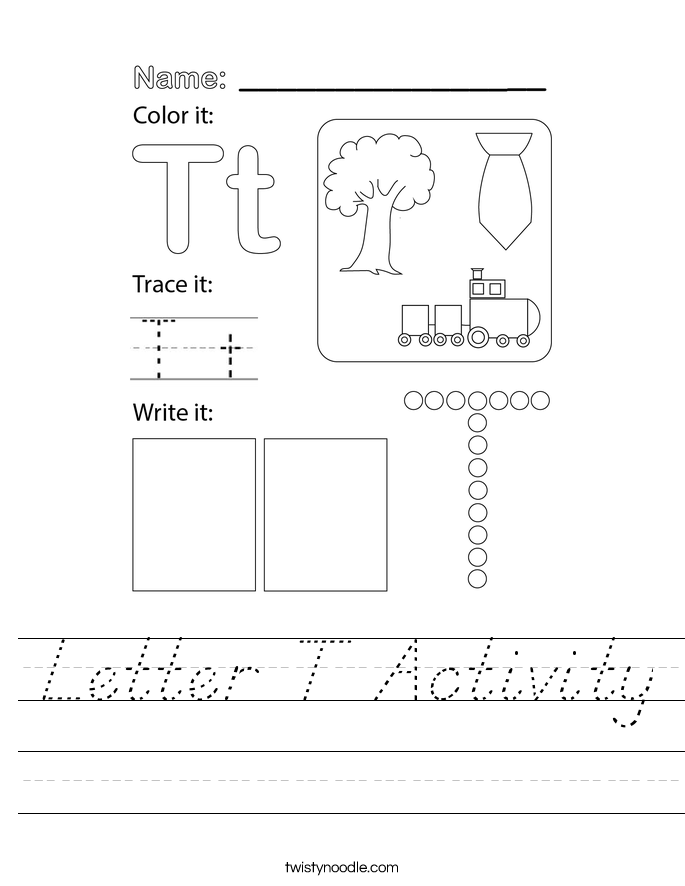 Letter T Activity Worksheet