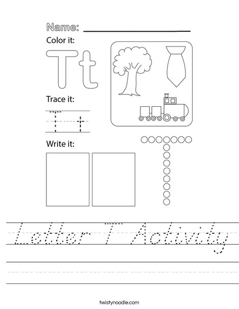 Letter T Activity Worksheet