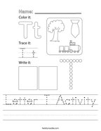 Letter T Activity Handwriting Sheet