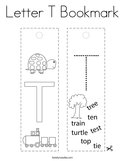 Letter T Bookmark Coloring Page
