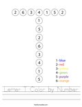 Letter T Color by Number Worksheet