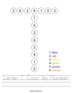 Letter T Color by Number Handwriting Sheet