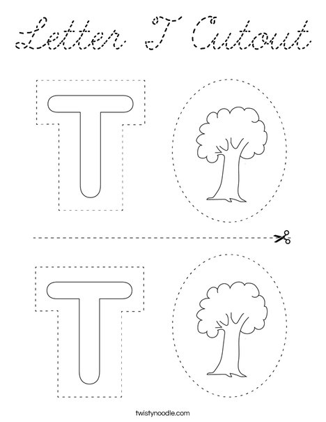Letter T Cutout Coloring Page