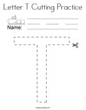 Letter T Cutting Practice Coloring Page