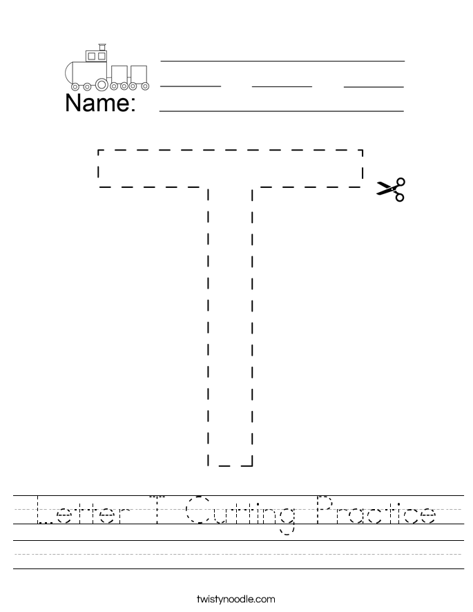 Letter T Cutting Practice Worksheet