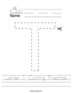 Letter T Cutting Practice Handwriting Sheet