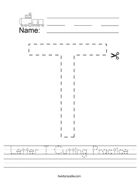 Letter T Cutting Practice Worksheet