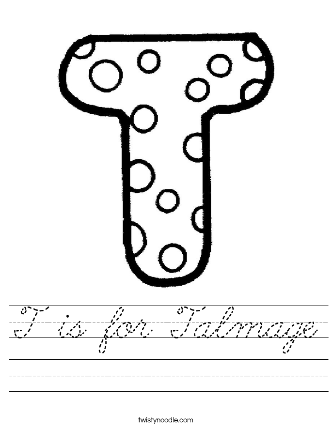 T is for Talmage Worksheet