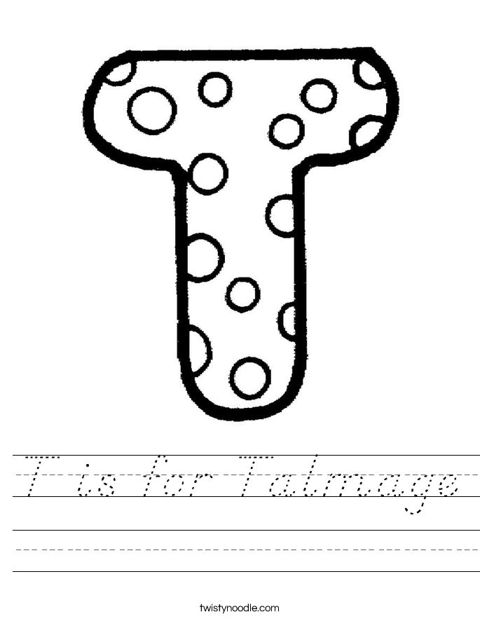 T is for Talmage Worksheet