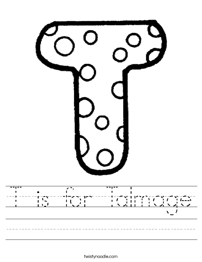 T is for Talmage Worksheet