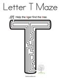 Letter T Maze Coloring Page
