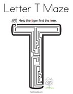 Letter T Maze Coloring Page