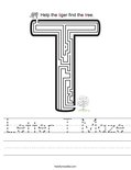 Letter T Maze Worksheet