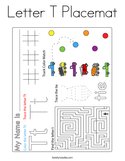 Letter T Placemat Coloring Page