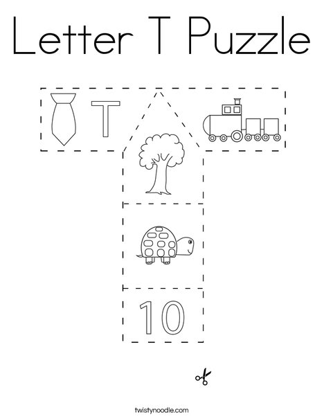 Letter T Puzzle Coloring Page