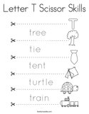 Letter T Scissor Skills Coloring Page