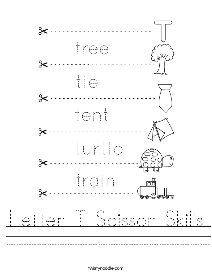 Letter T Scissor Skills Worksheet