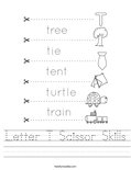 Letter T Scissor Skills Worksheet
