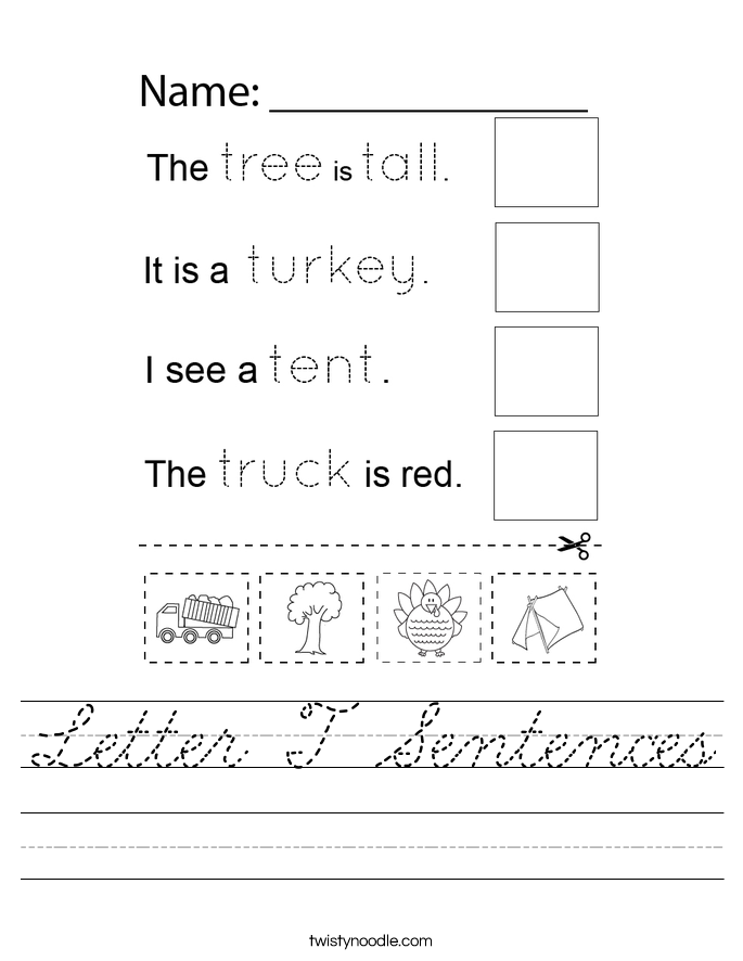 Letter T Sentences Worksheet