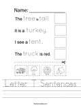Letter T Sentences Worksheet