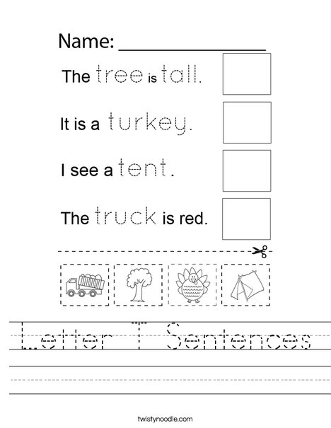 Letter T Sentences Worksheet