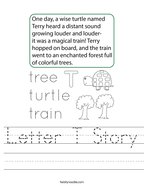 Letter T Story Handwriting Sheet