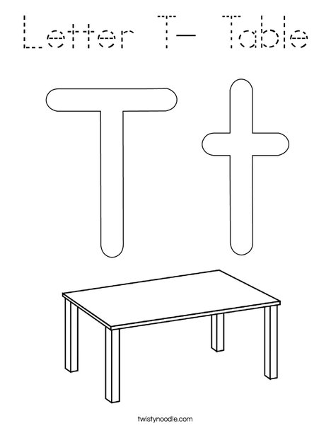 Letter T- Table Coloring Page