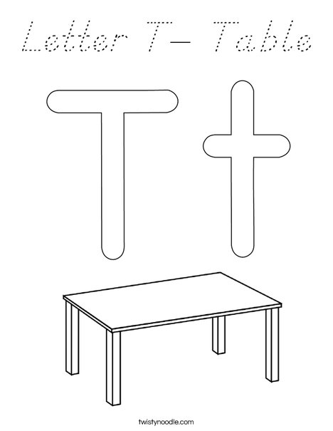 Letter T- Table Coloring Page