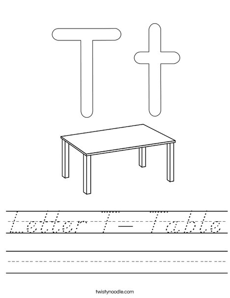Letter T- Table Worksheet