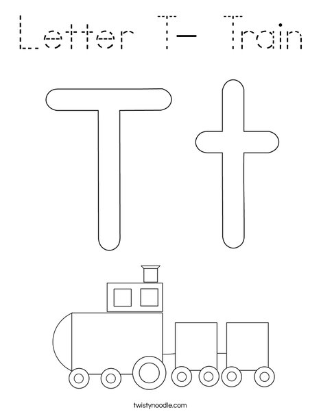 Letter T- Train Coloring Page