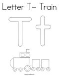 Letter T- Train Coloring Page