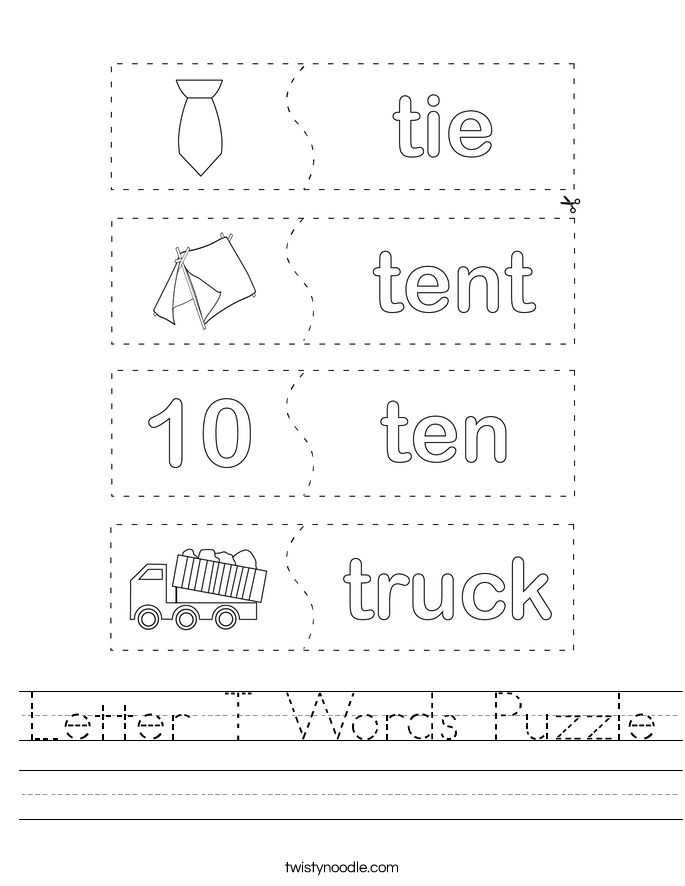 Letter T Words Puzzle Worksheet