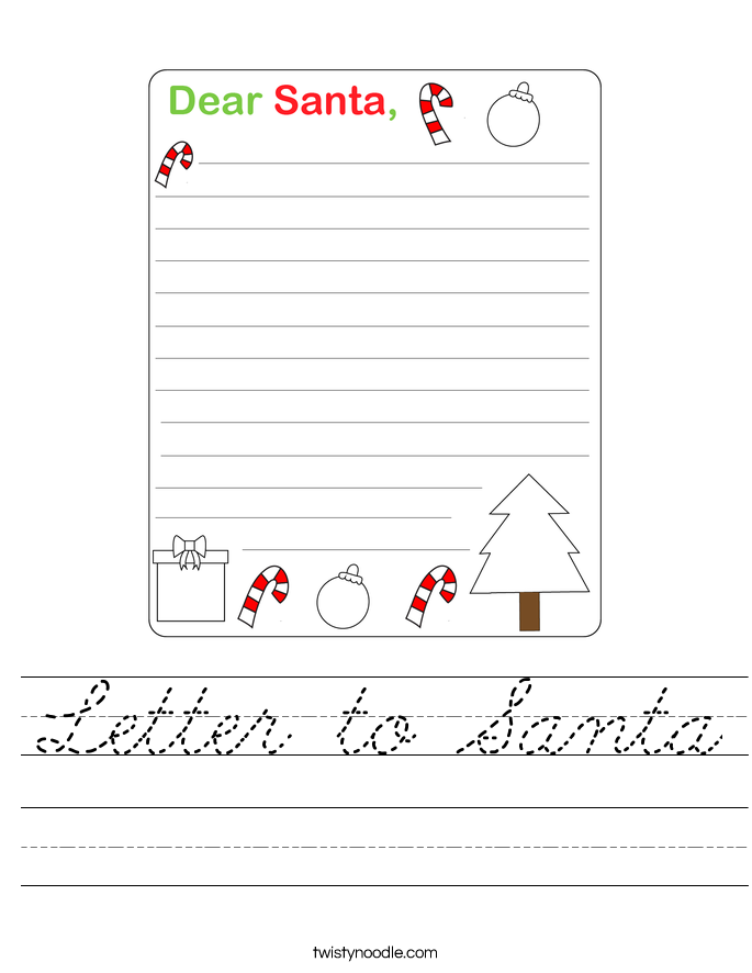 Letter to Santa Worksheet