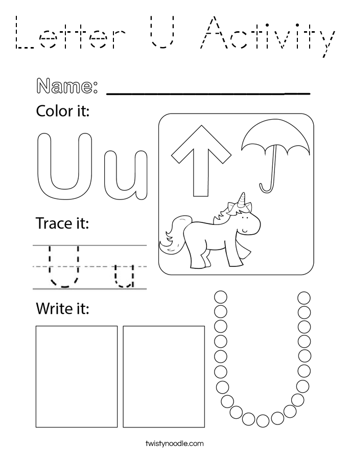 Letter U Activity Coloring Page