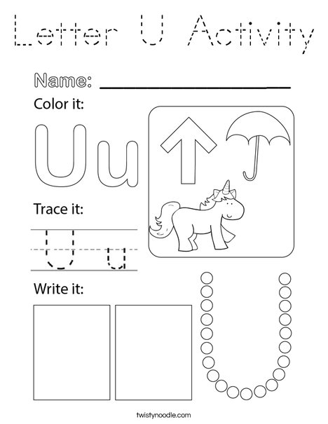 Letter U Activity Coloring Page