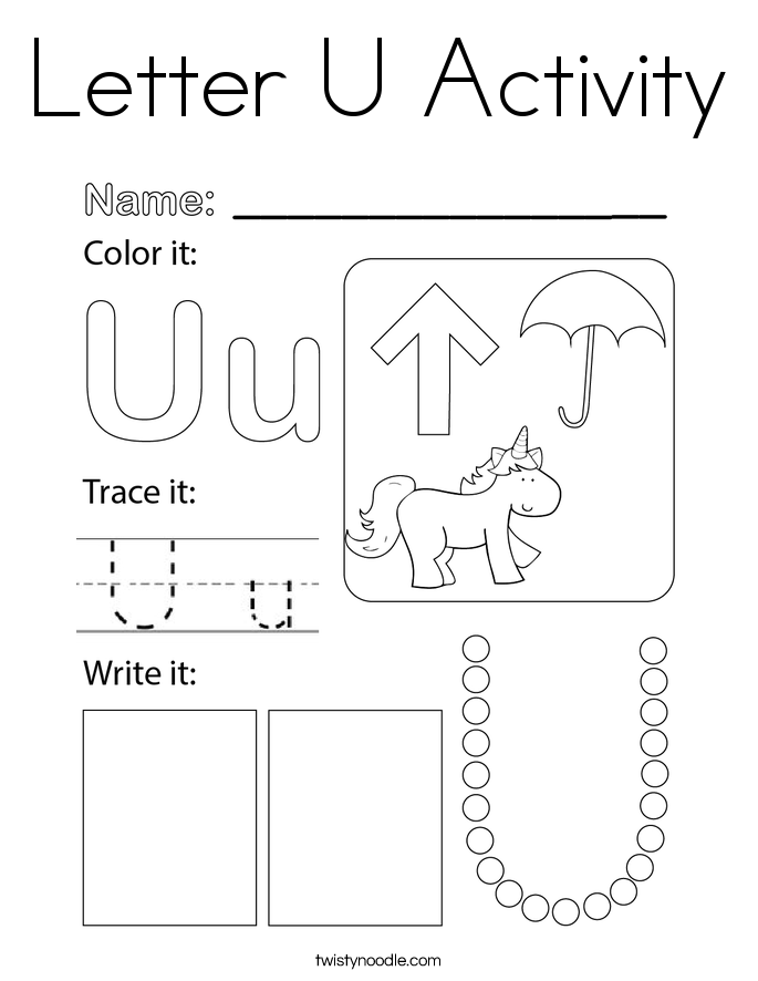 Letter U Activity Coloring Page
