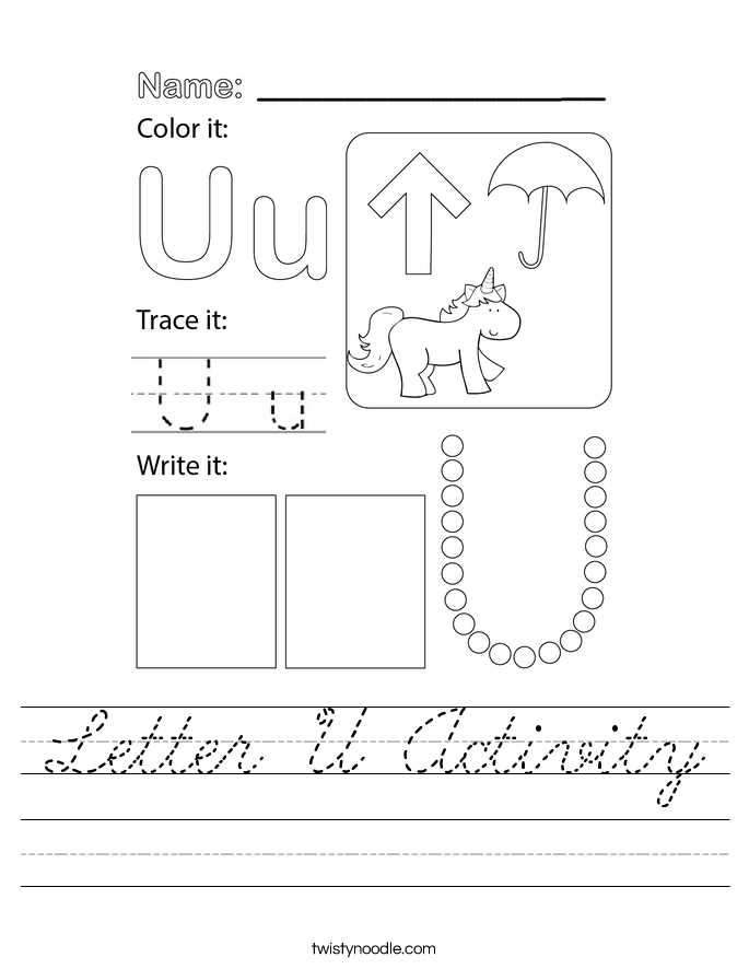 Letter U Activity Worksheet