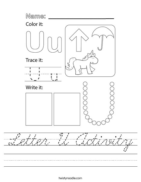 Letter U Activity Worksheet