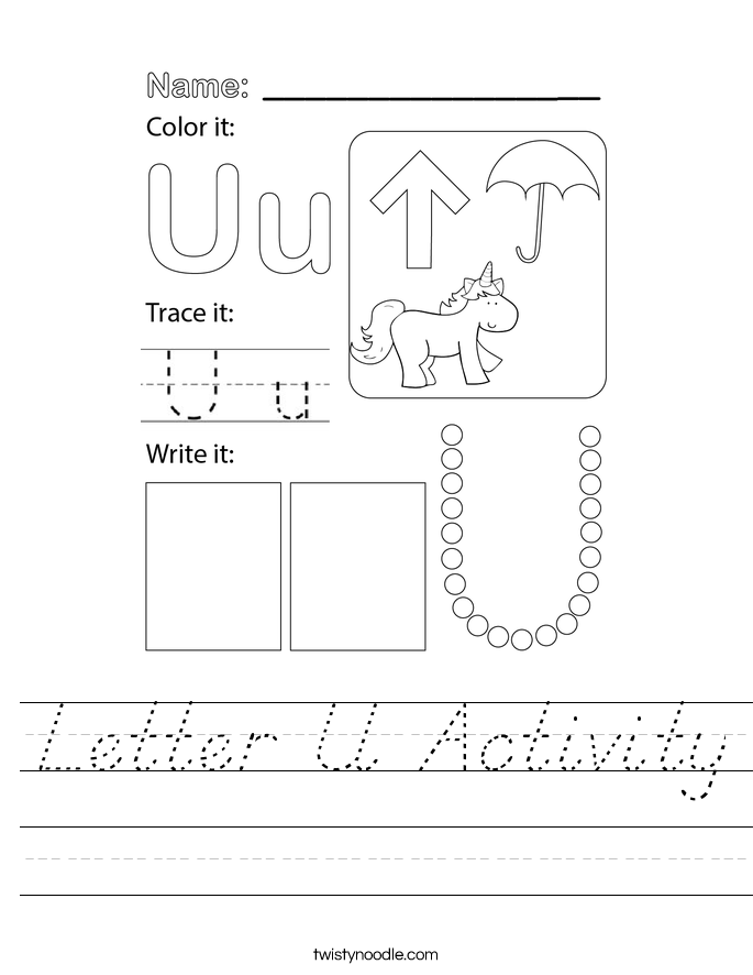 Letter U Activity Worksheet